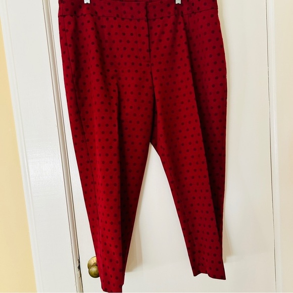 Talbots Heritage Ankle Pants 18W Petite Burgundy Wine Jacquard Dot Stretch Plus - Picture 6 of 16